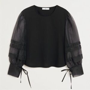 Mango Sheer Sleeve Blouse